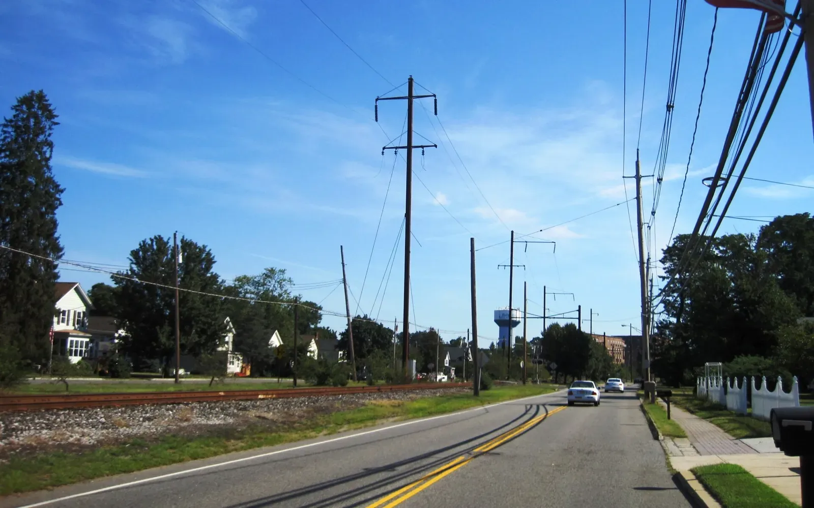 Helmetta’s Main Street and rail line in Helmetta, New Jersey