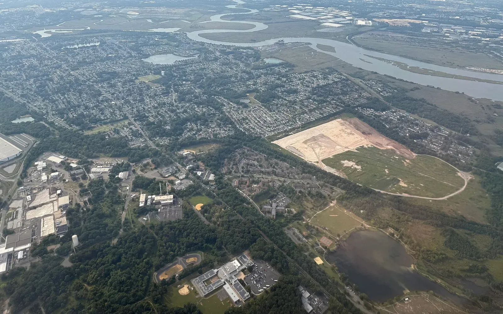 Aerial view of western Sayreville in Sayreville, New Jersey