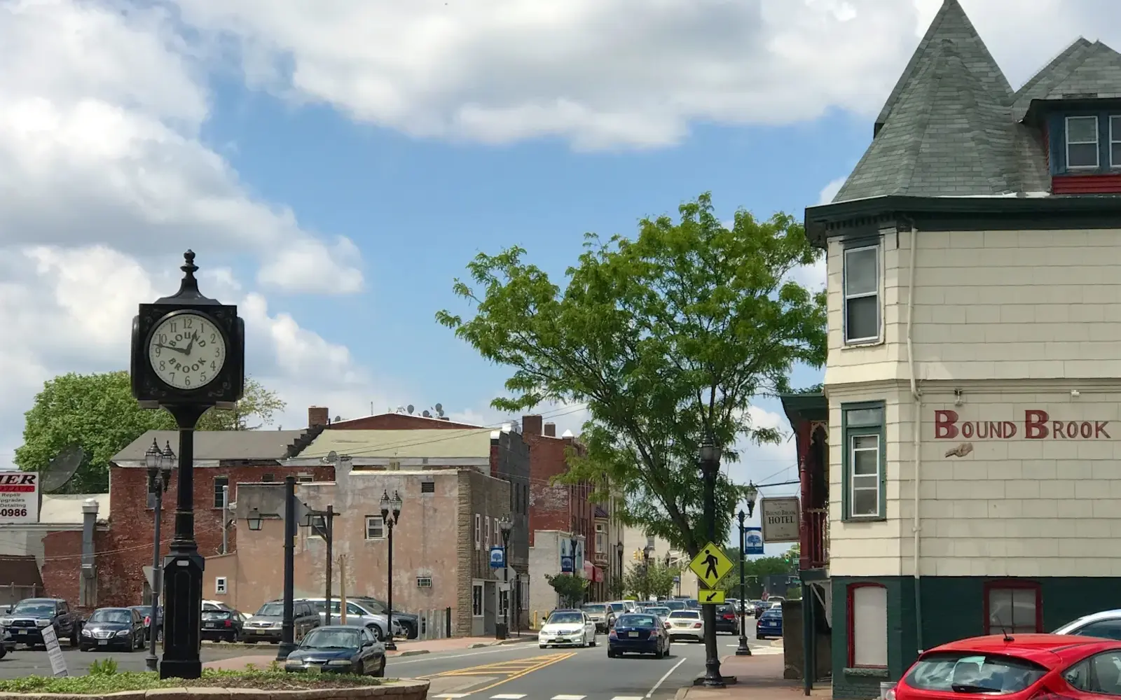 Bound Brook’s Main Street clock tower in Bound Brook, New Jersey