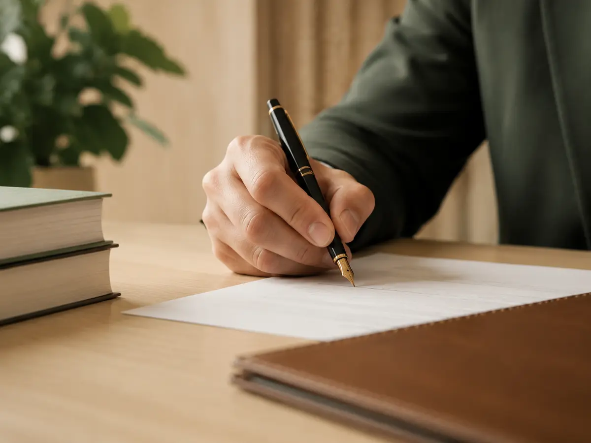 Attorney signing a legal engagement document