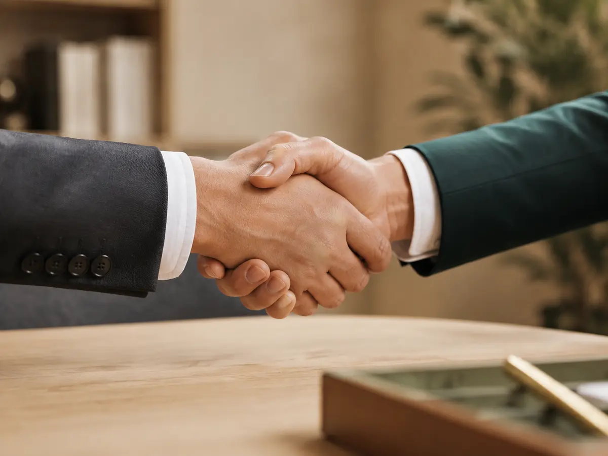 Professional handshake between attorneys