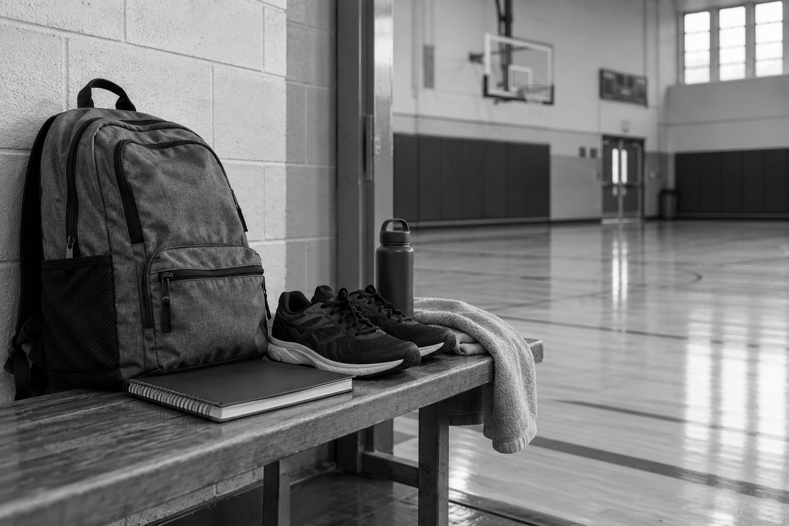 School backpack and athletic shoes for an article on activity limits during recovery