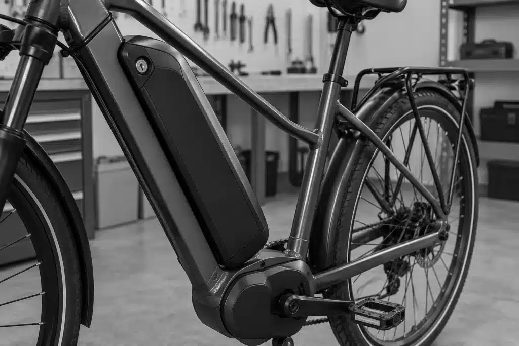 Electric bicycle frame and intact battery pack