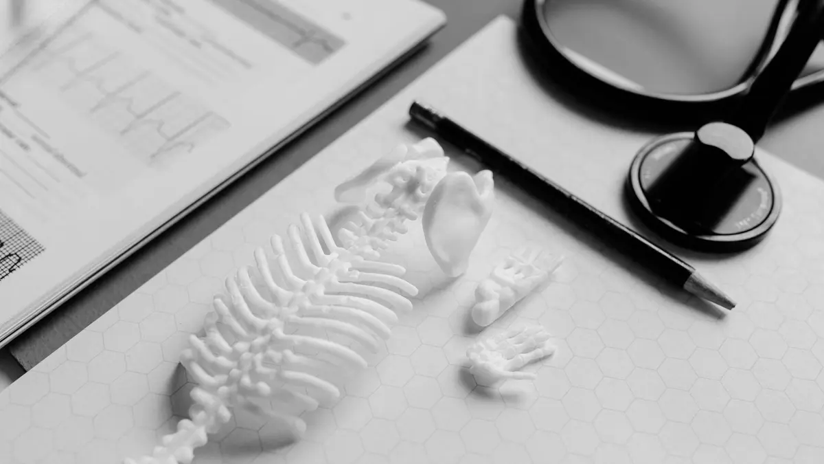 Grayscale stock photograph illustrating bulging disc herniated injury