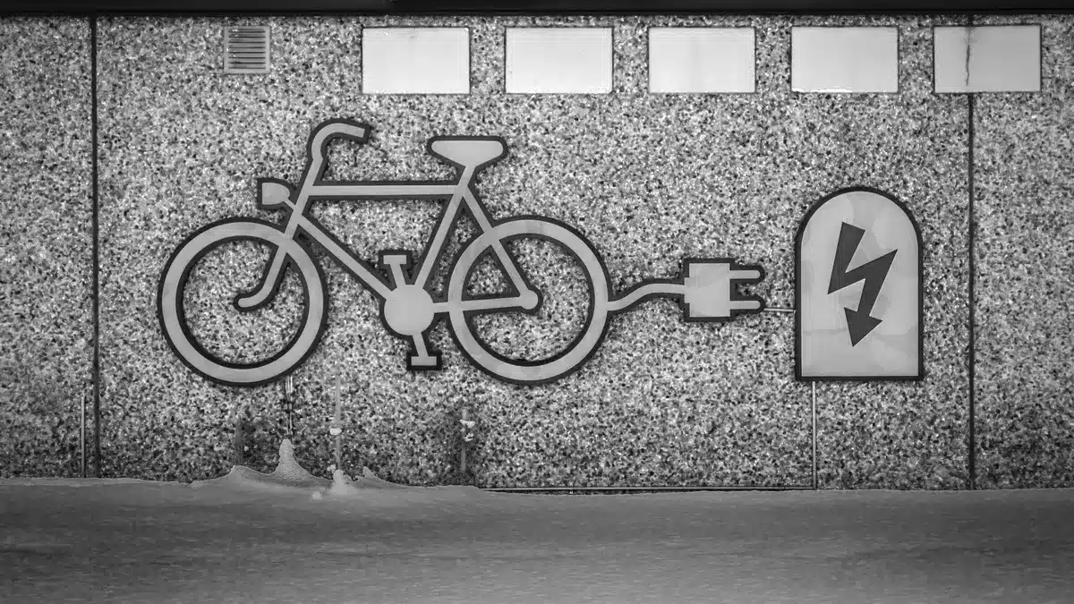 Grayscale stock photograph illustrating bike class accident
