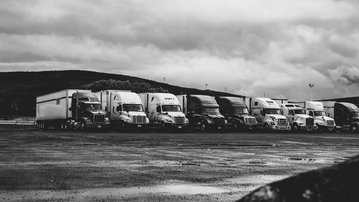Grayscale stock photograph illustrating hours service truck accident