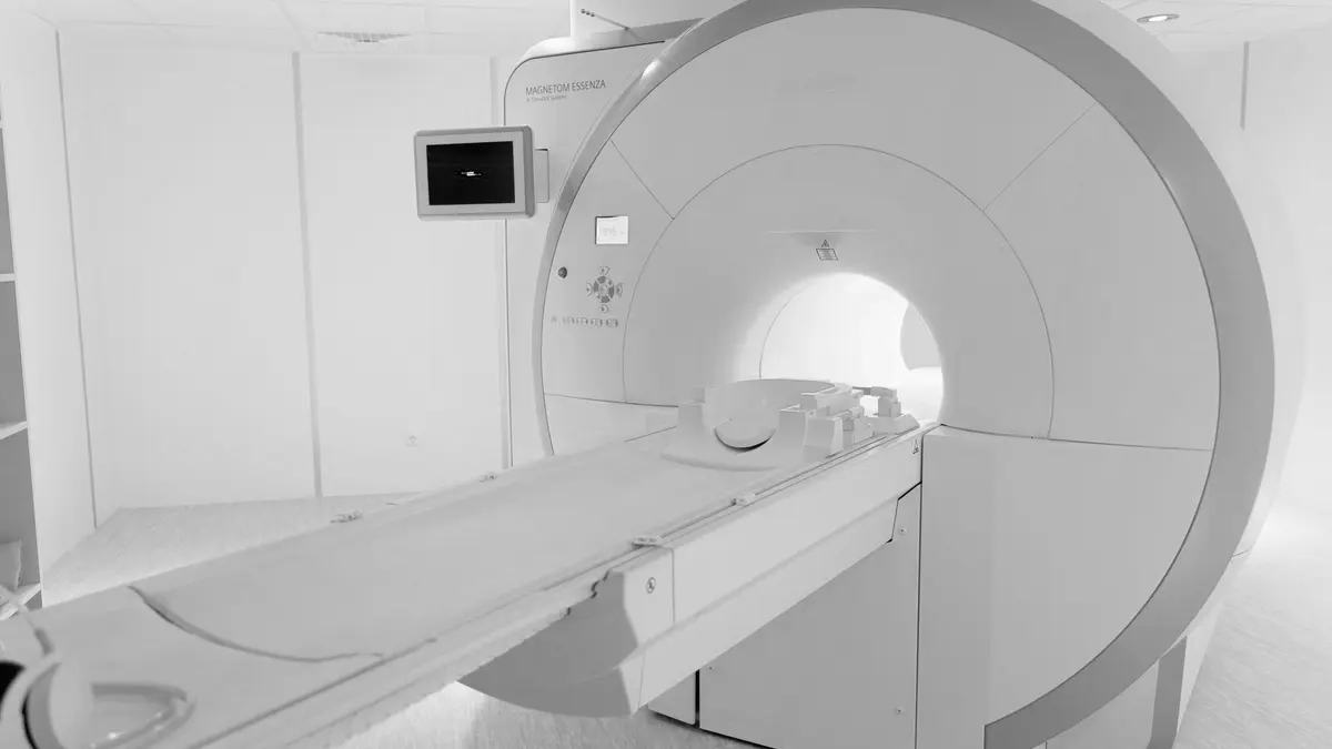 Grayscale stock photograph illustrating mri accident injury