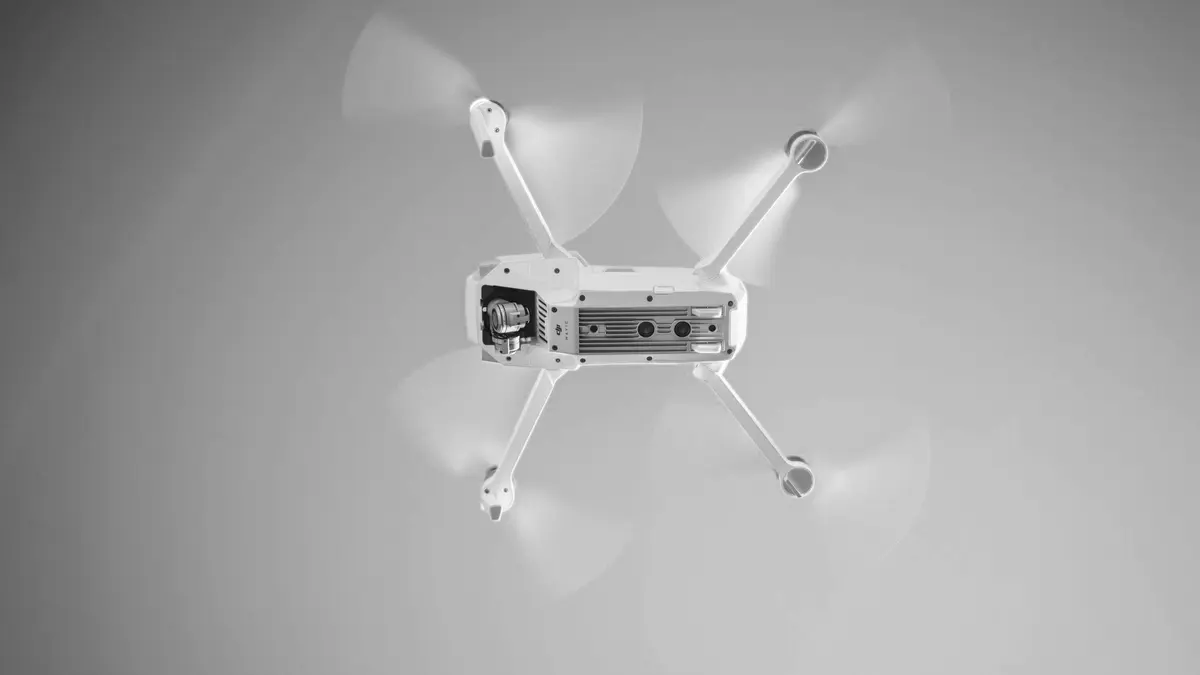 Grayscale stock photograph illustrating drone injures someone or damages
