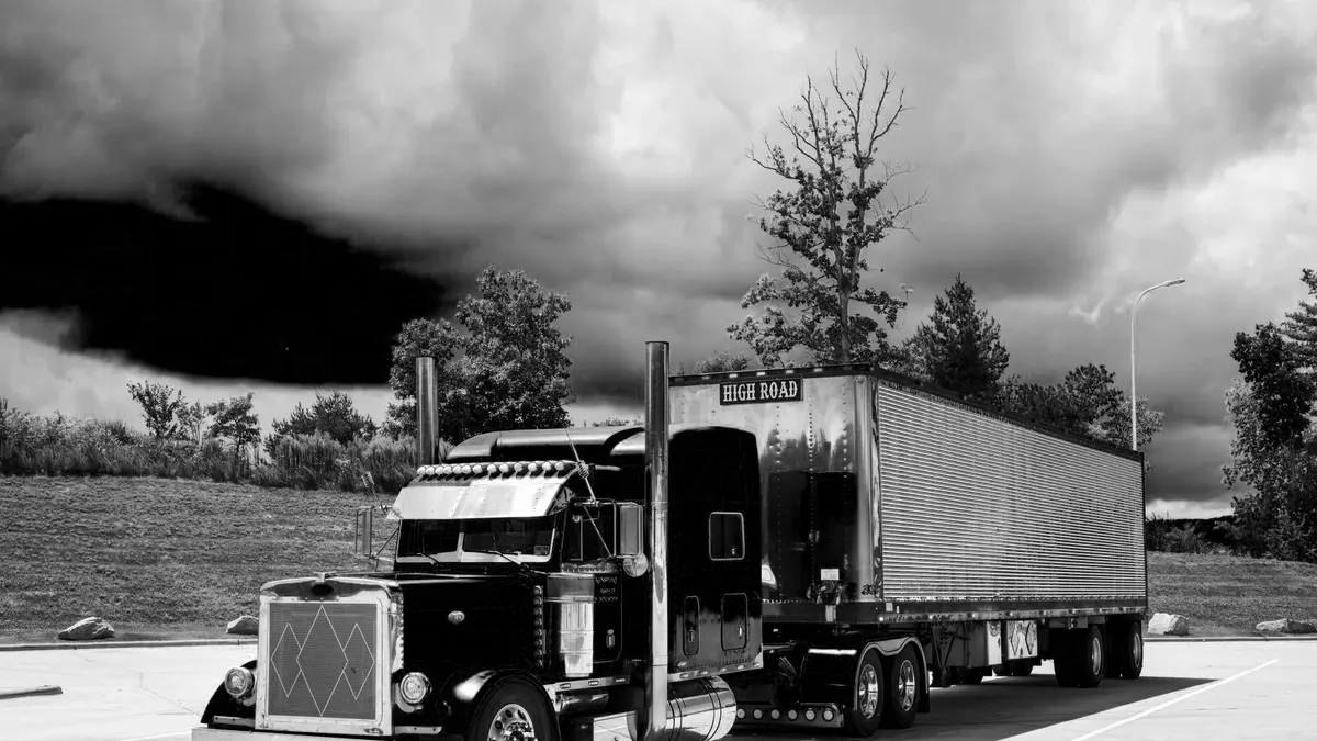 Grayscale stock photograph illustrating underride crash
