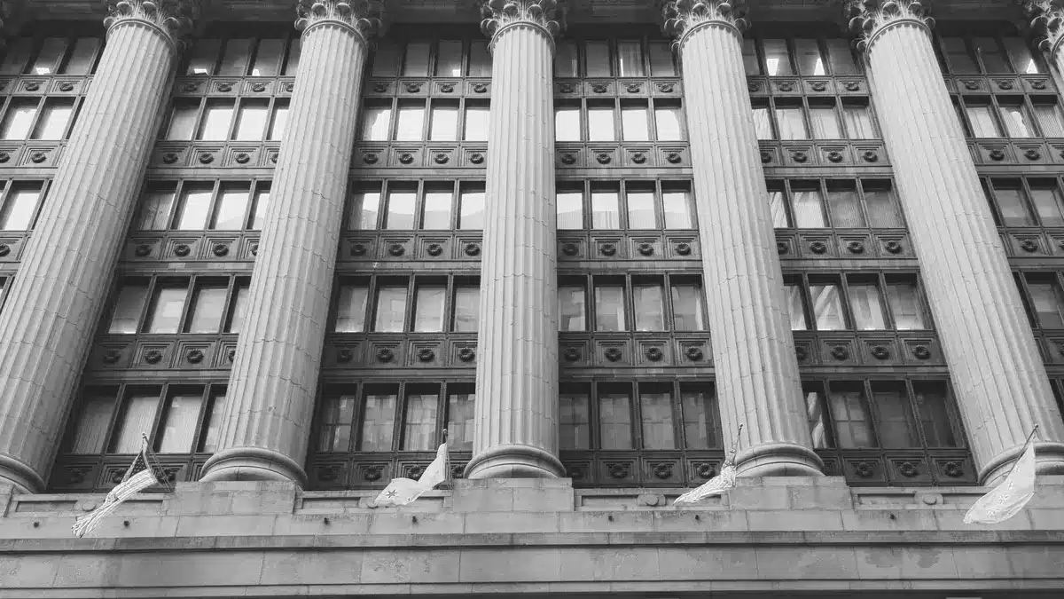 Entrance columns of an institutional building