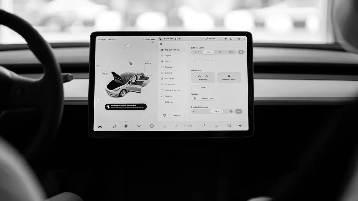 Grayscale stock photograph illustrating in an automated vehicle crash