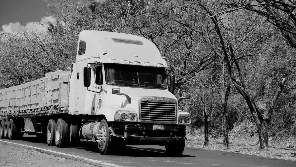 Grayscale stock photograph illustrating truck maintenance records